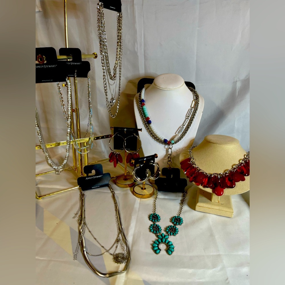 Ashley Stewart NWT 9 pc Jewelry Lot Necklace Earrings $150 Value Christmas